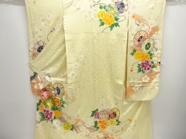 JAPANESE KIMONO / ANTIQUE FURISODE / SILK / EMBROIDERY / FLOWER